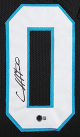 Chuba Hubbard Authentic Signed Black Pro Style Framed Jersey BAS Witnessed