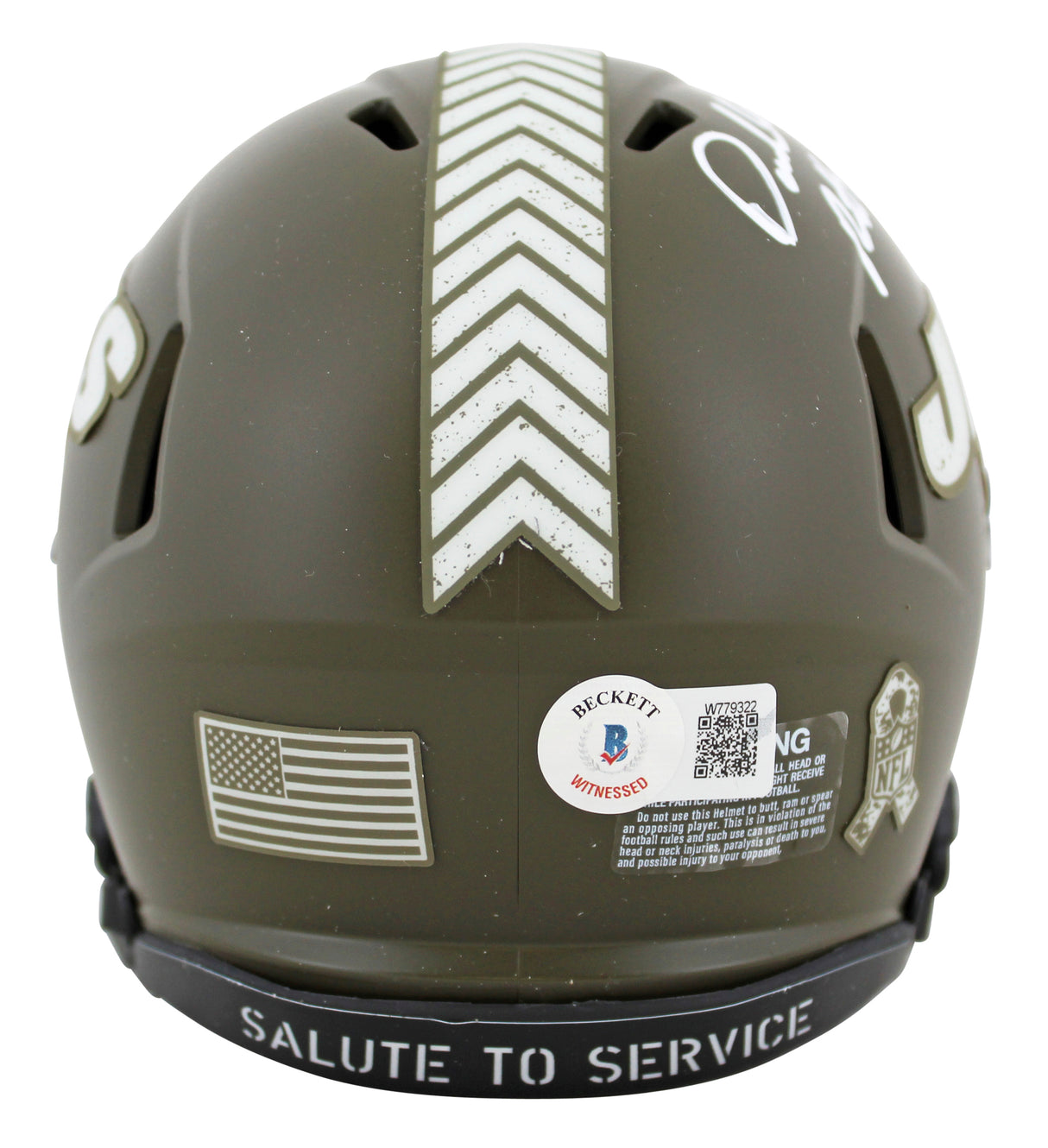 Jets Darrelle Revis Signed Salute To Service Speed Mini Helmet W/ Case BAS Wit