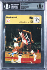Julius Erving Signed 1977 SS 3 #315 Rookie 4.5x6.25 Card Auto GM 10! BAS Slabbed