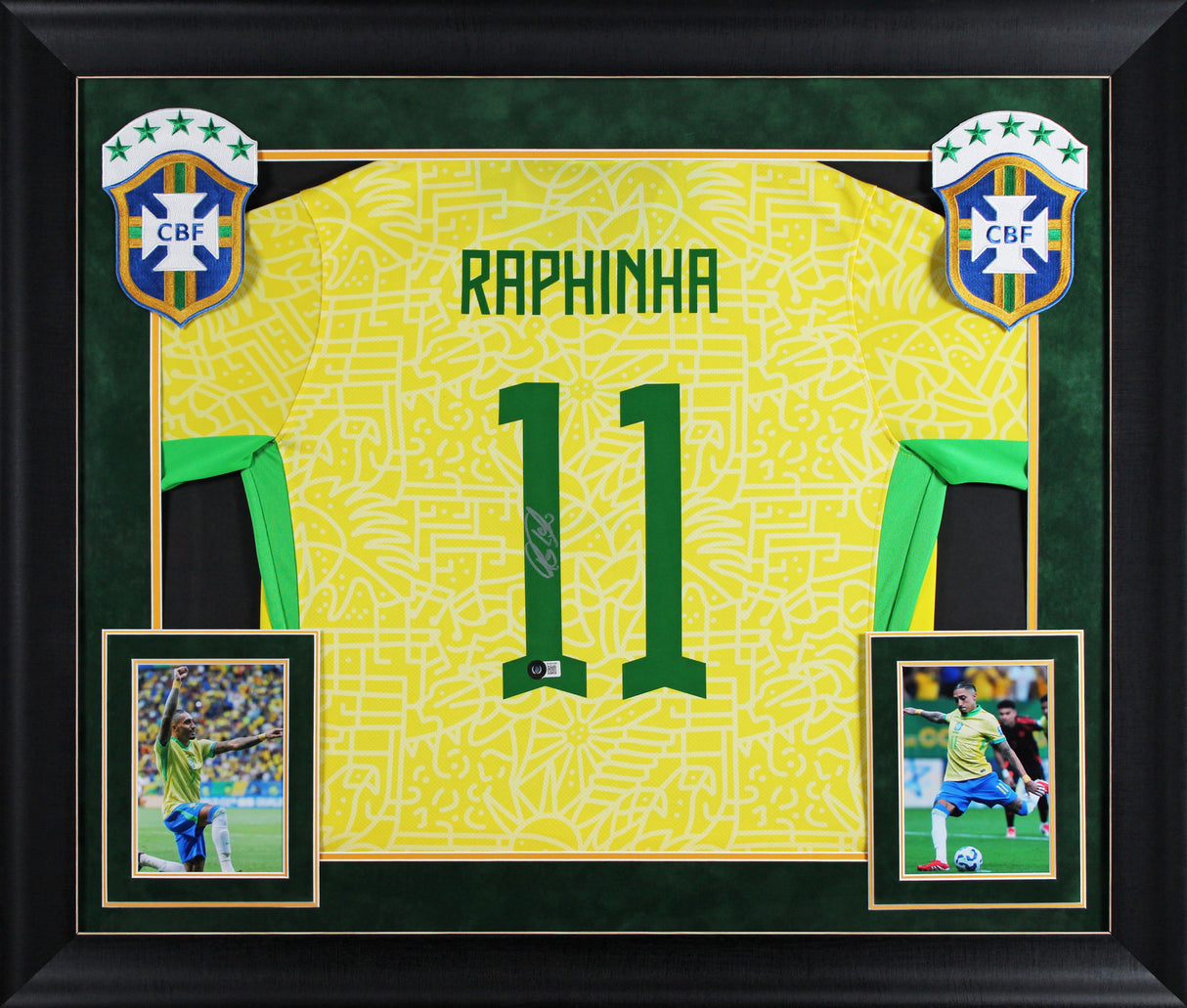 Brazil Raphinha Authentic Signed Yellow Framed Jersey Autographed BAS #BH062490