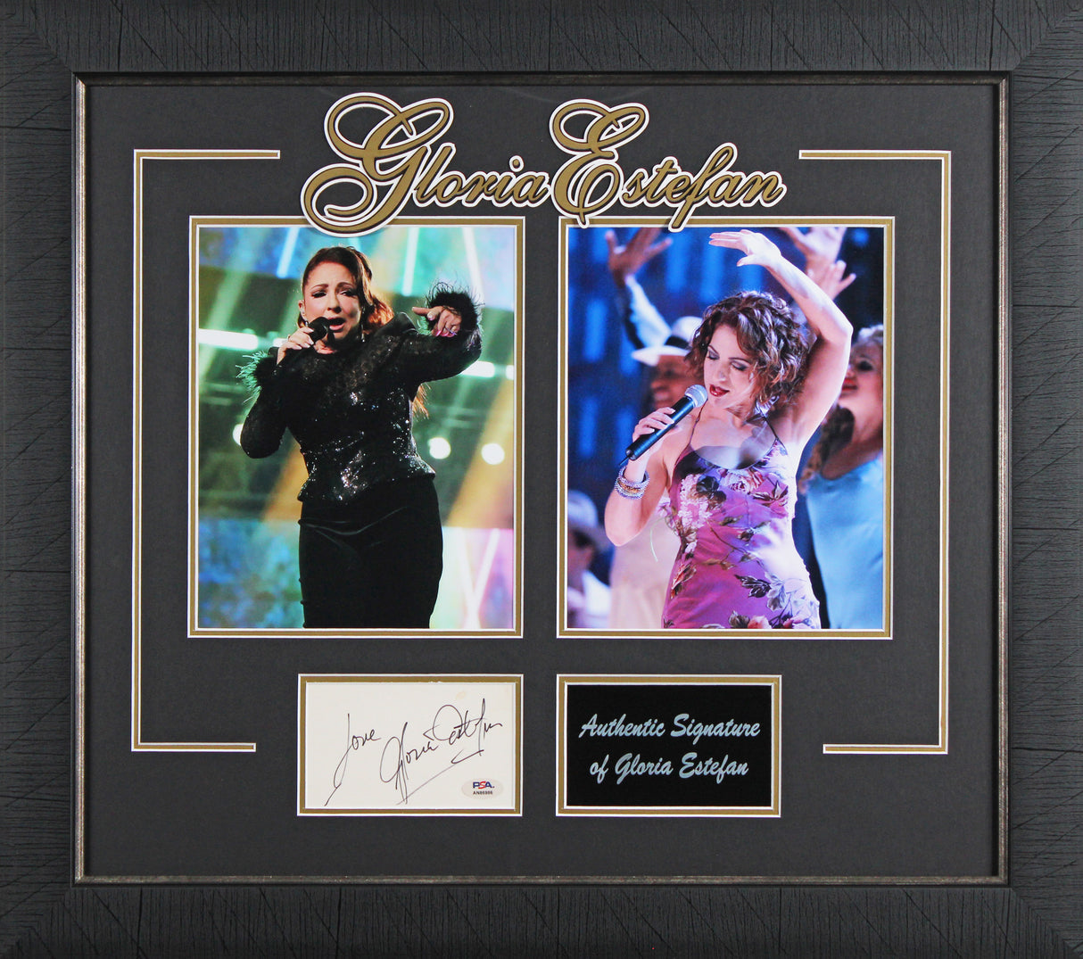 Gloria Estefan Miami Sound Machine Signed 3x5 Index Card Framed Display PSA/DNA