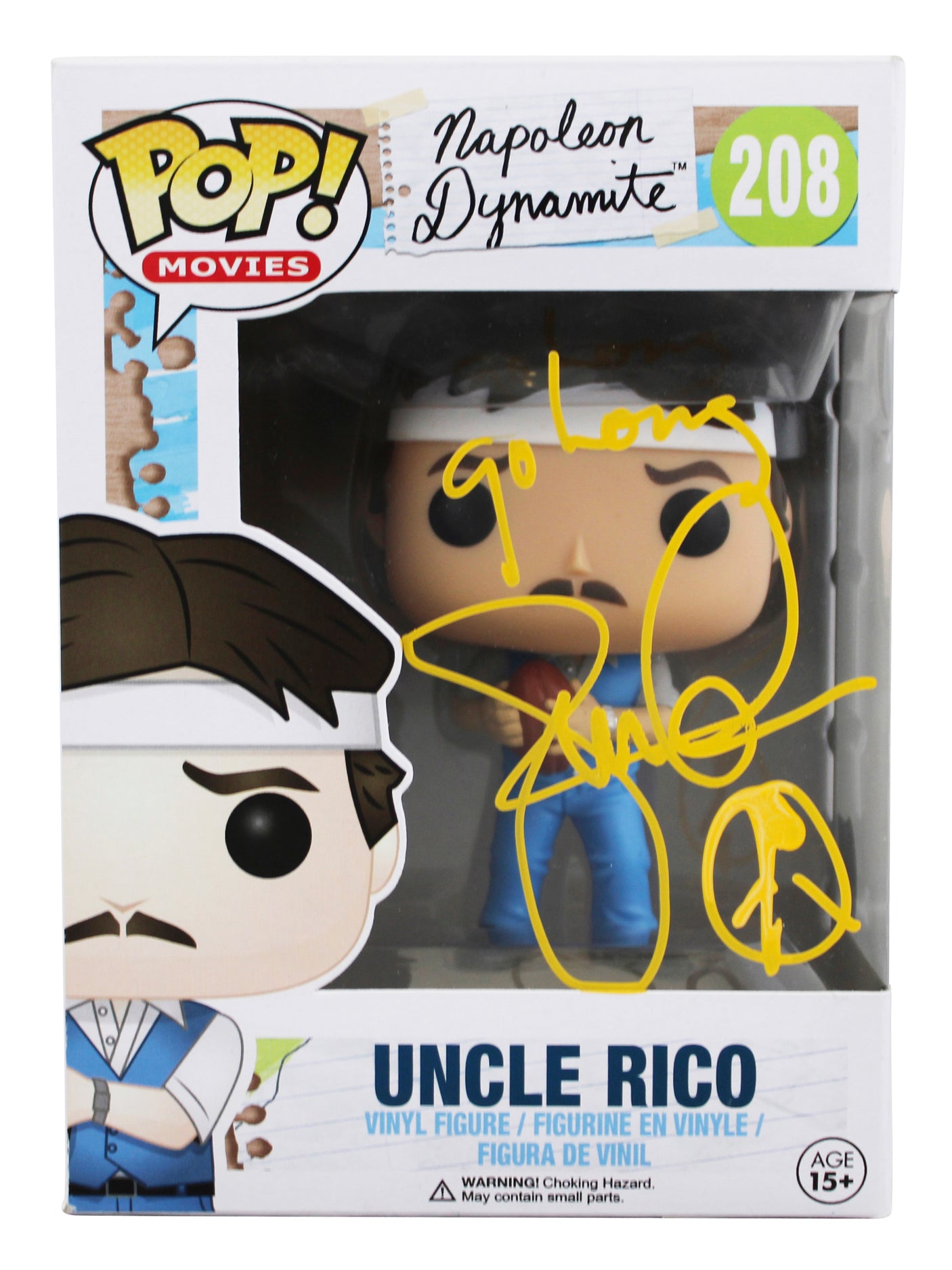 Jon Gries Napoleon Dynamite Signed Uncle Rico #208 Funko Pop Vinyl Figure BAS