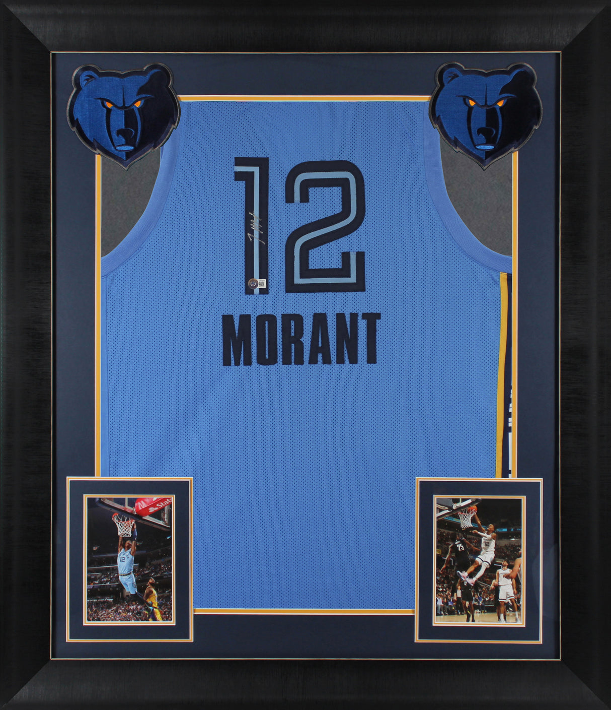 Ja Morant Authentic Signed Light Blue Pro Style Framed Jersey Autographed BAS