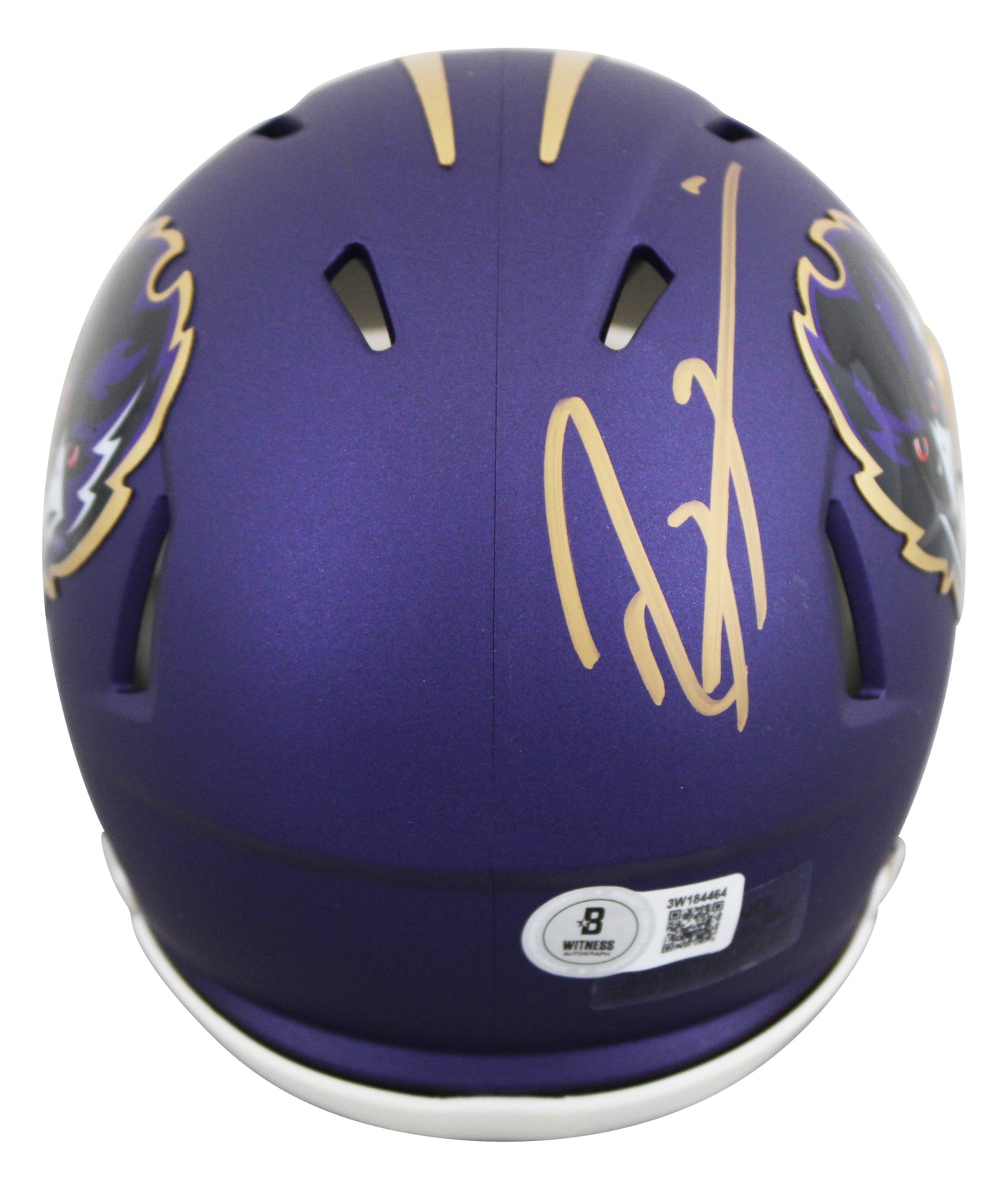 Ravens Ray Lewis Signed 2024 On-Field Alt Speed Mini Helmet w/ Gold Sig BAS Wit