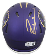 Ravens Ray Lewis Signed 2024 Alt Speed Mini Helmet W/ Case w/ Gold Sig BAS Wit
