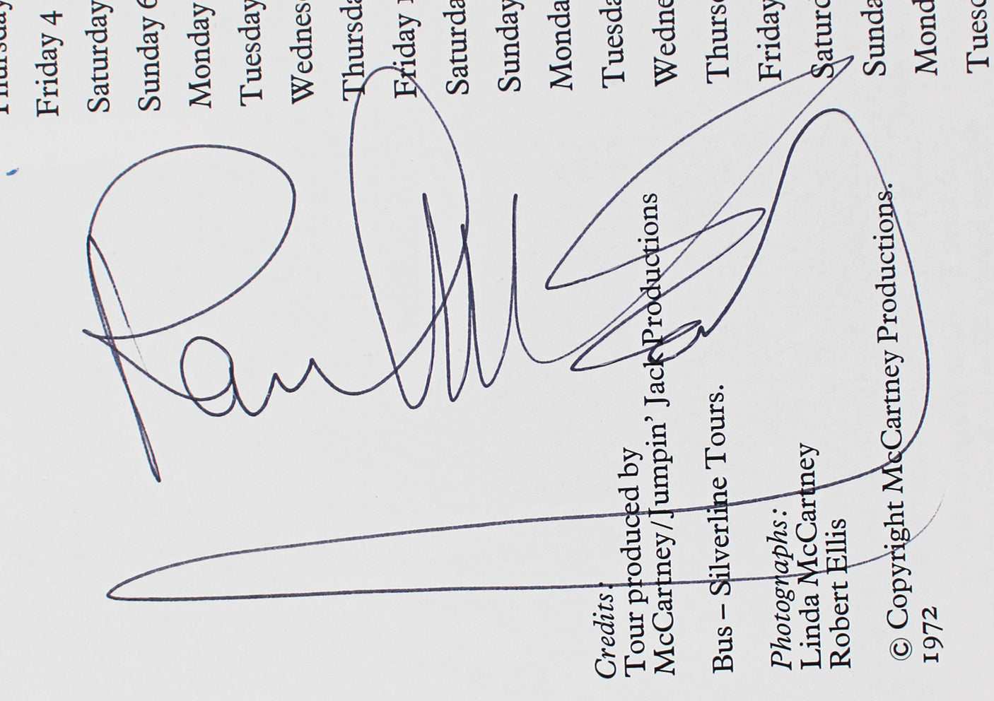 (3) Linda & Paul McCartney, Denny Lane Signed Wings Over Europe Tour Program BAS