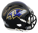 Ravens Ray Lewis Authentic Signed Speed Mini Helmet w/ Gold Sig BAS Witnessed