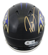 Ravens Ray Lewis Authentic Signed Speed Mini Helmet w/ Gold Sig BAS Witnessed