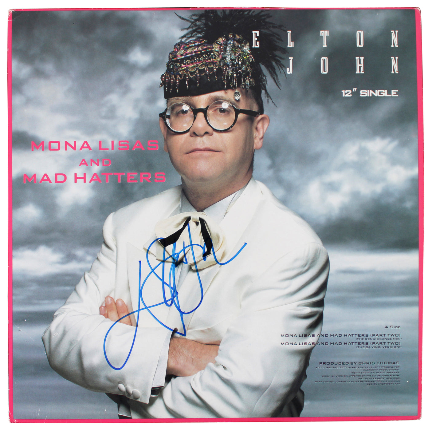 Elton John Signed Mona Lisas And Mad Hatters Album Cover W/ Vinyl BAS #AE09858
