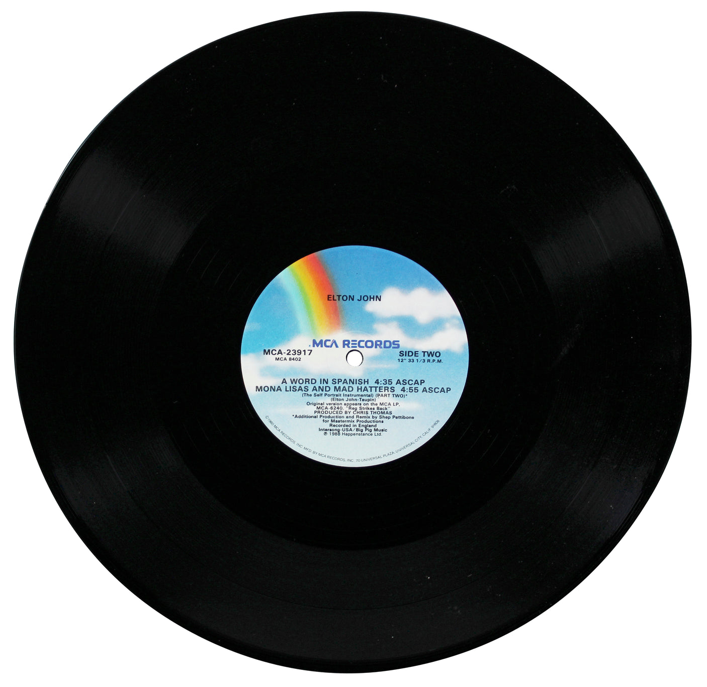 Elton John Signed Mona Lisas And Mad Hatters Album Cover W/ Vinyl BAS #AE09858