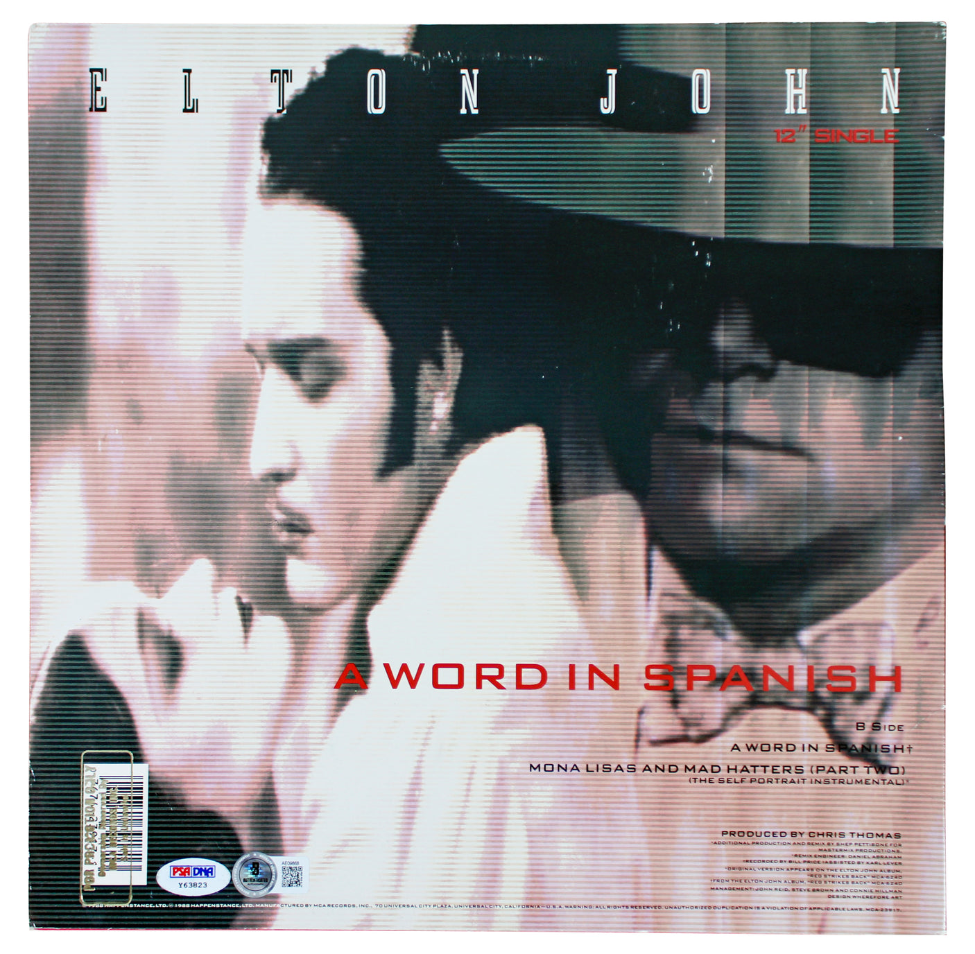 Elton John Signed Mona Lisas And Mad Hatters Album Cover W/ Vinyl BAS #AE09858