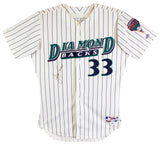 D-Backs Jay Bell Signed Game Used White Pinstripe Rawlings Jersey BAS #BU55007