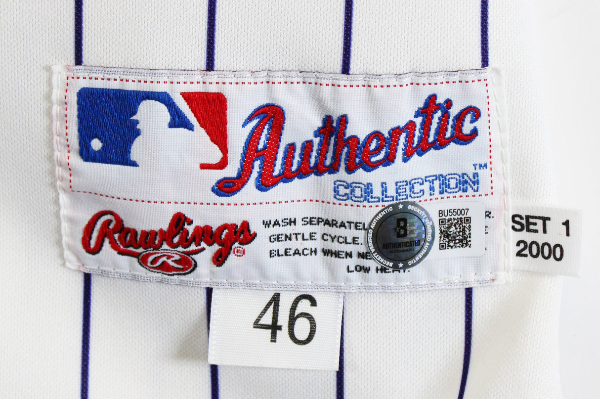 D-Backs Jay Bell Signed Game Used White Pinstripe Rawlings Jersey BAS #BU55007