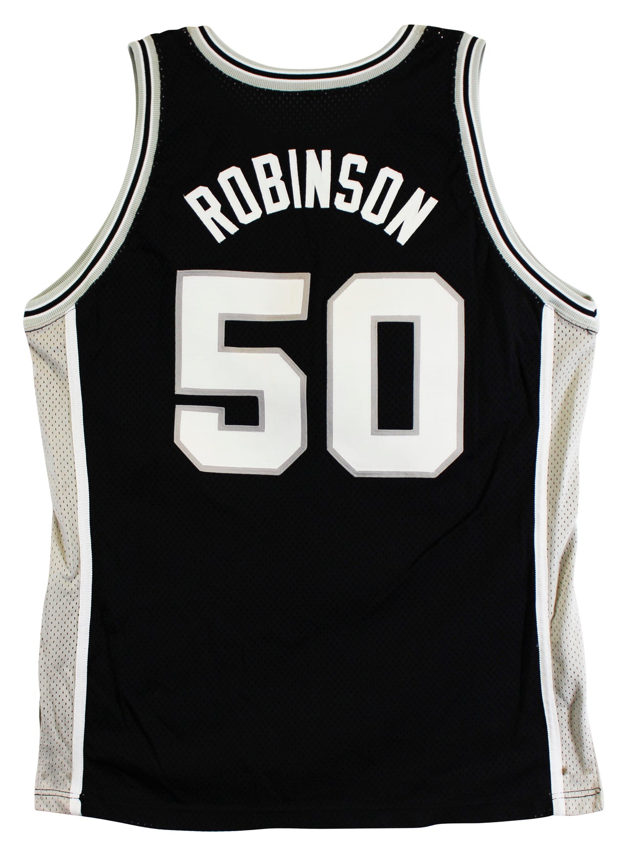 Spurs David Robinson "2 Cor 5:7" Signed Black Champion Jersey BAS #BU55005