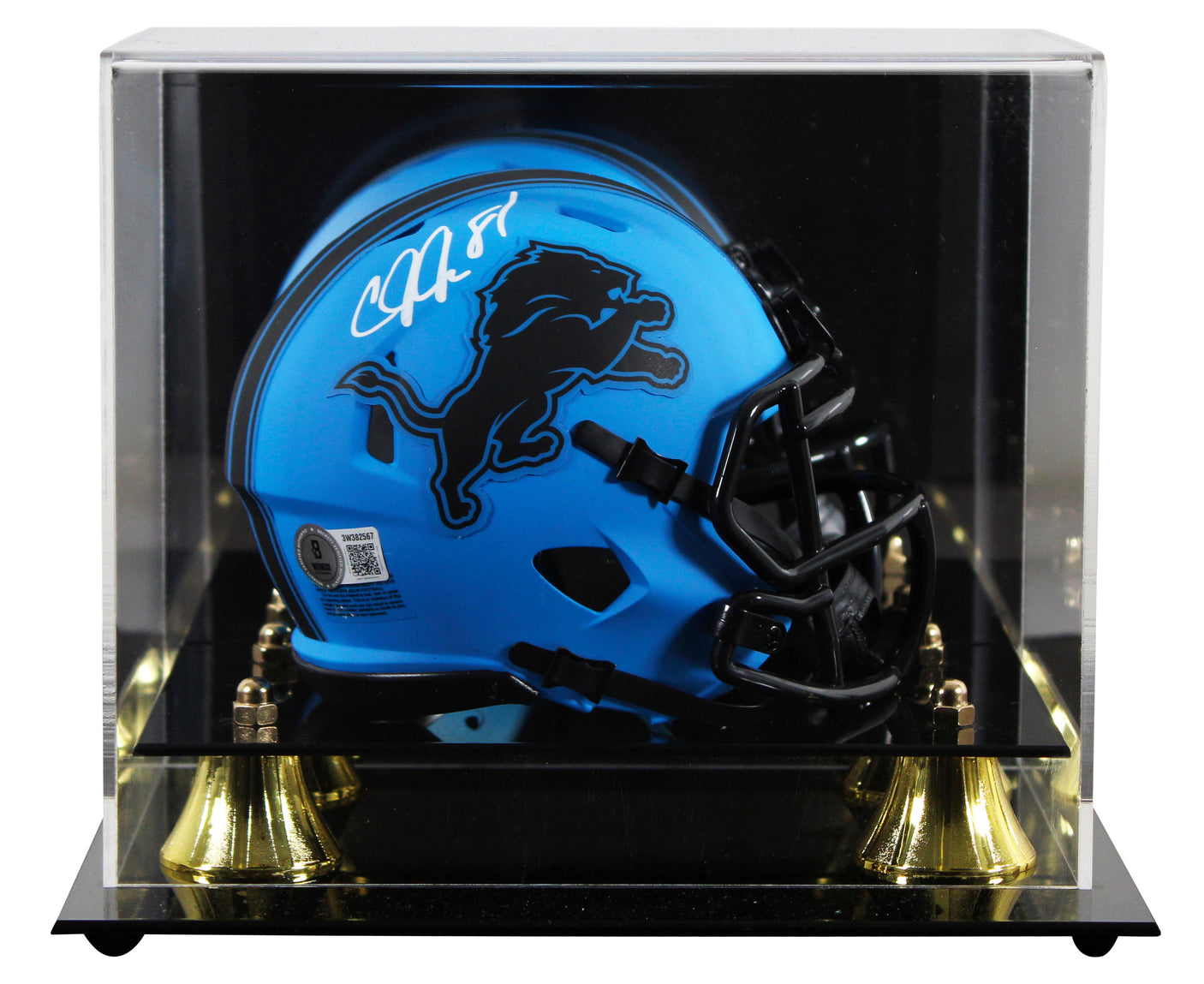 Lions Calvin Johnson Signed Rave Speed Mini Helmet W/ Case BAS Witnessed