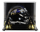 Ravens Ray Lewis Signed Speed Mini Helmet W/ Case w/ Gold Sig BAS Witnessed