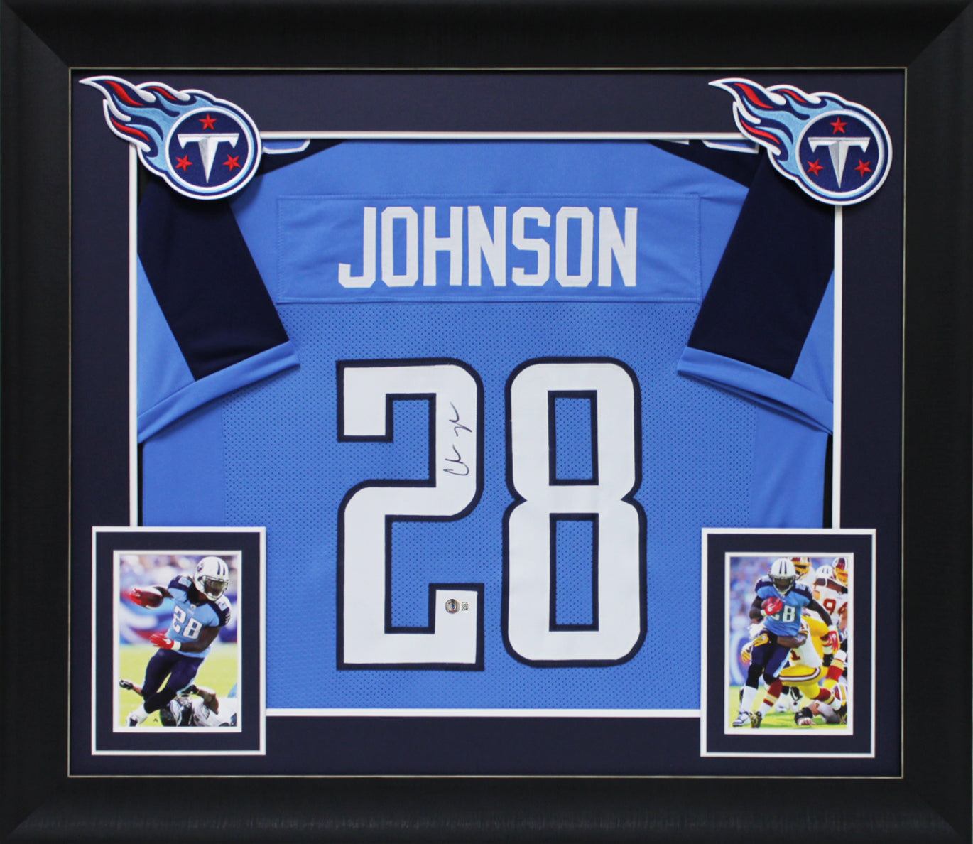 Chris Johnson Authentic Signed Blue Pro Style Framed Jersey BAS Witnessed