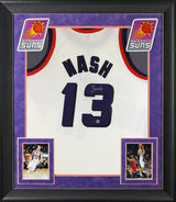 Suns Steve Nash Signed Cream M&N 1996-97 HWC Swingman Framed Jersey BAS Witness