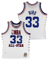 Celtics Larry Bird Signed 1986 White M&N All-Star Game Swingman Jersey BAS Wit