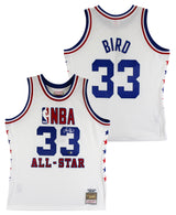Celtics Larry Bird Signed 1986 White M&N All-Star Game Swingman Jersey BAS Wit
