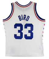 Celtics Larry Bird Signed 1986 White M&N All-Star Game Swingman Jersey BAS Wit