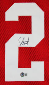 Upton Stout Authentic Signed Red Pro Style Jersey Autographed BAS
