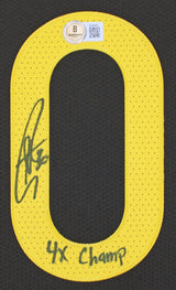 Stephen Curry "4x Champ" Signed Black Nike Rose CE Authentic Framed Jersey BAS