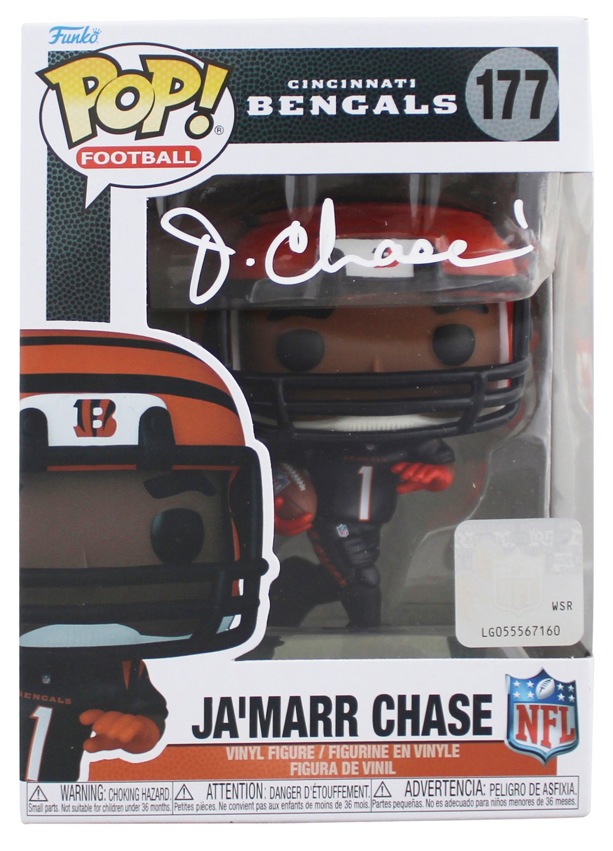Bengals Ja'Marr Chase Authentic Signed #177 Funko Pop Figure BAS Wit #3W050347