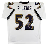 Ravens Ray Lewis Authentic Signed White Mitchell & Ness Jersey BAS Witnessed