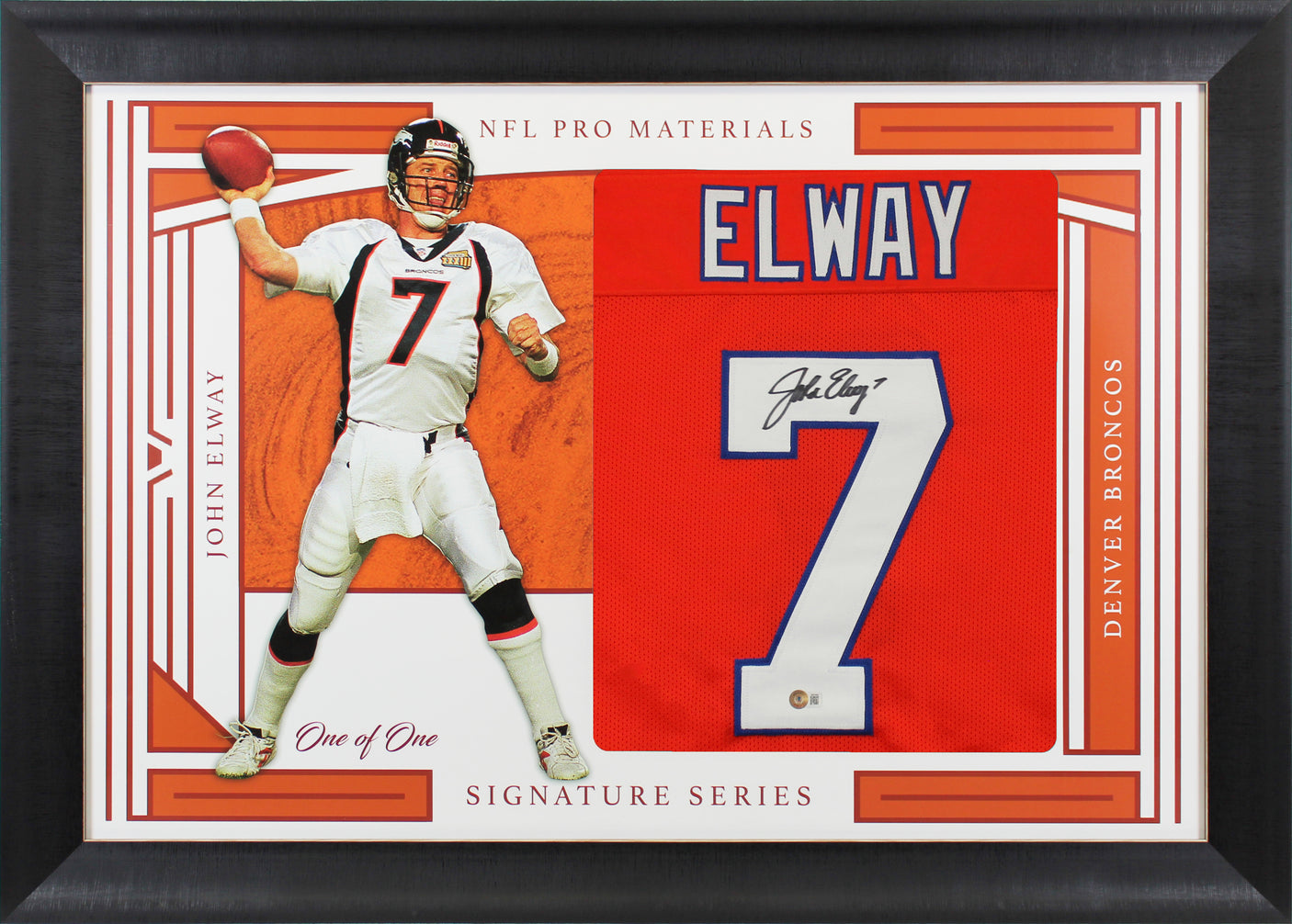 John Elway Authentic Signed One of One Jersey Framed Display BAS Witnessed 2
