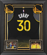 Stephen Curry Signed Black Nike Rose City Edition Authentic Framed Jersey BAS
