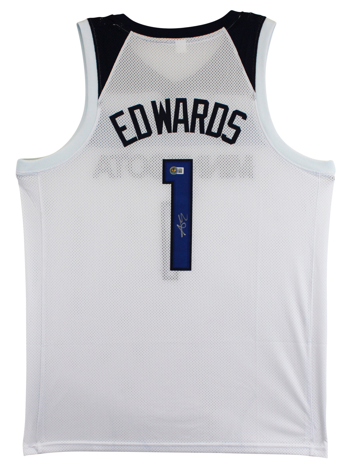 Anthony Edwards Authentic Signed White Pro Style Jersey Autographed BAS 2