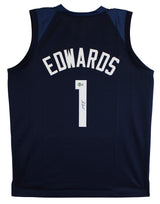 Anthony Edwards Authentic Signed Navy Blue Pro Style Jersey Autographed BAS