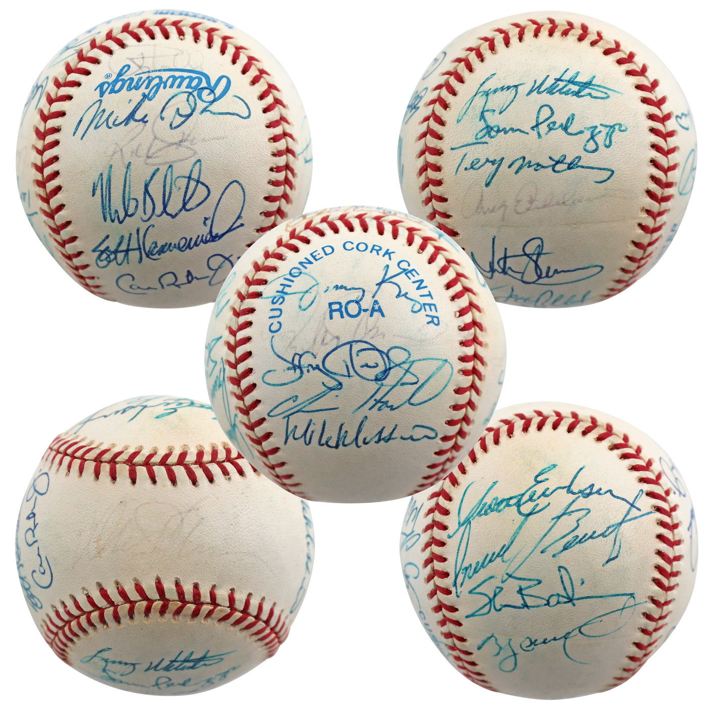 1997 Orioles (23) Erickson, Mussina, Surhoff Signed Oal Baseball BAS #AA03196