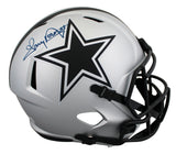 Cowboys Tony Dorsett Signed Rave Full Size Speed Rep Helmet W/ Case BAS Witness