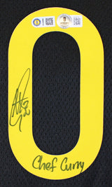 Stephen Curry "Chef Curry" Signed Black Nike Rose City Edition Framed Jersey BAS
