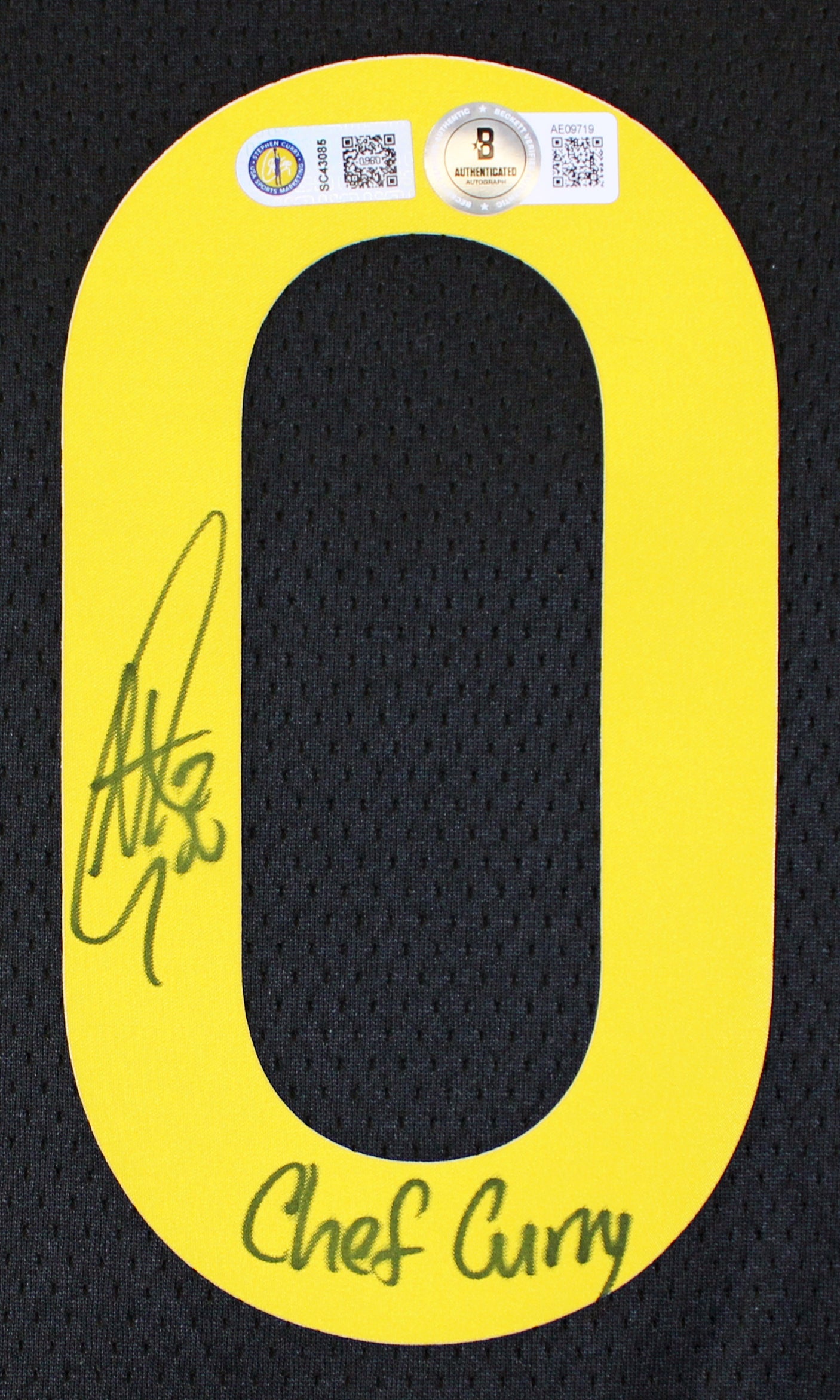 Stephen Curry "Chef Curry" Signed Black Nike Rose City Edition Framed Jersey BAS