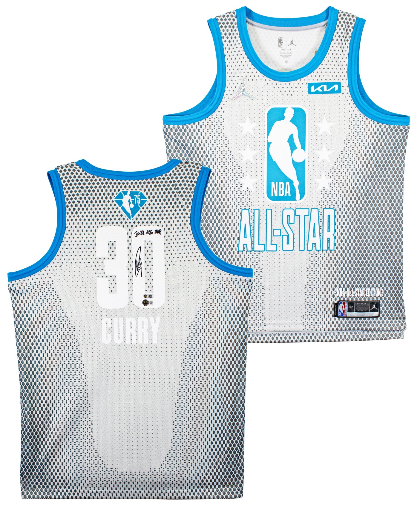 Warriors Stephen Curry "ASG MVP" Signed White 75th Anniv. ASG Nike Jersey BAS