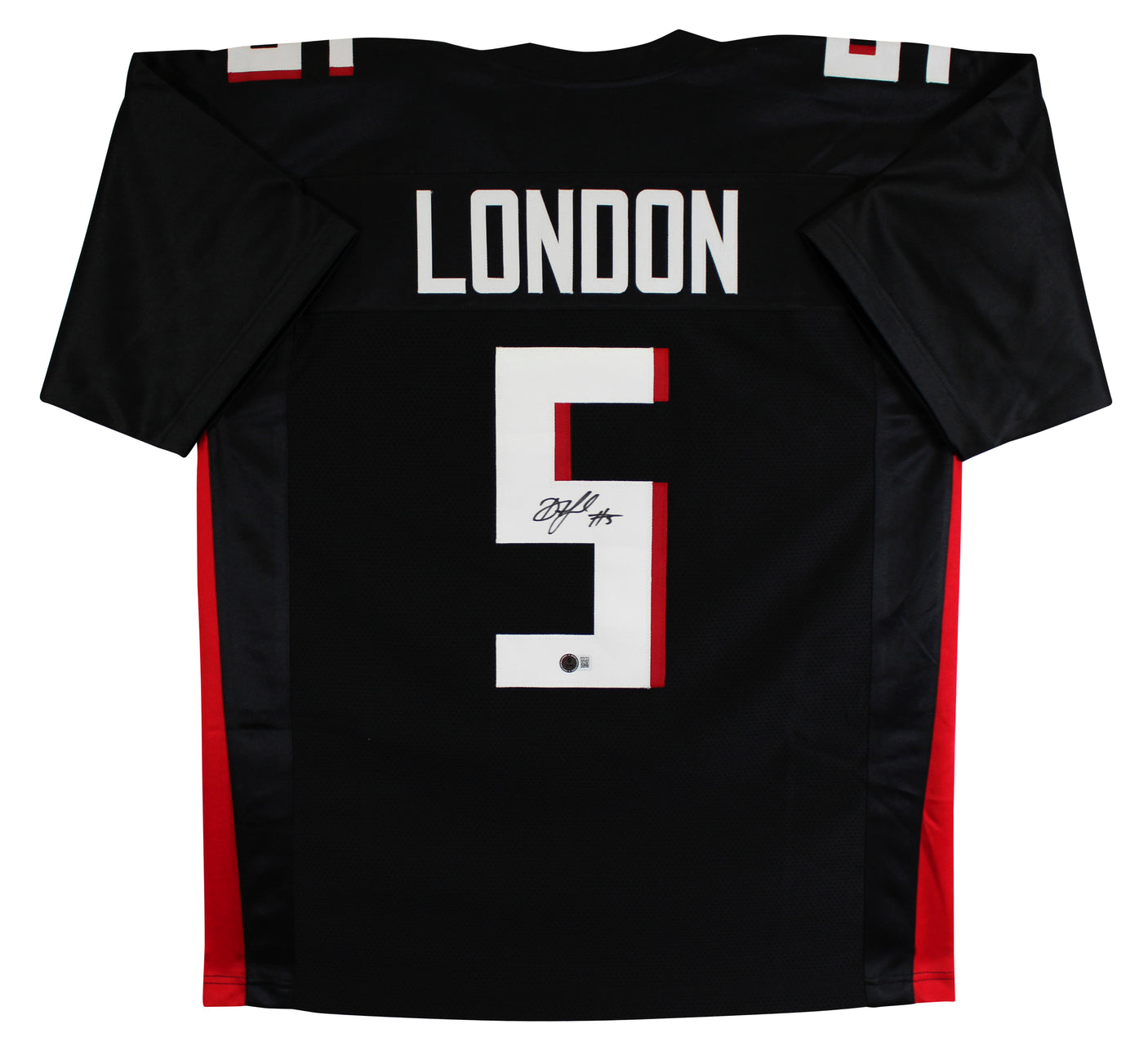 Drake London Authentic Signed Black Pro Style Jersey Autographed BAS Witnessed