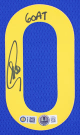 Warriors Stephen Curry "Goat" Authentic Signed Blue Nike Swingman Jersey BAS