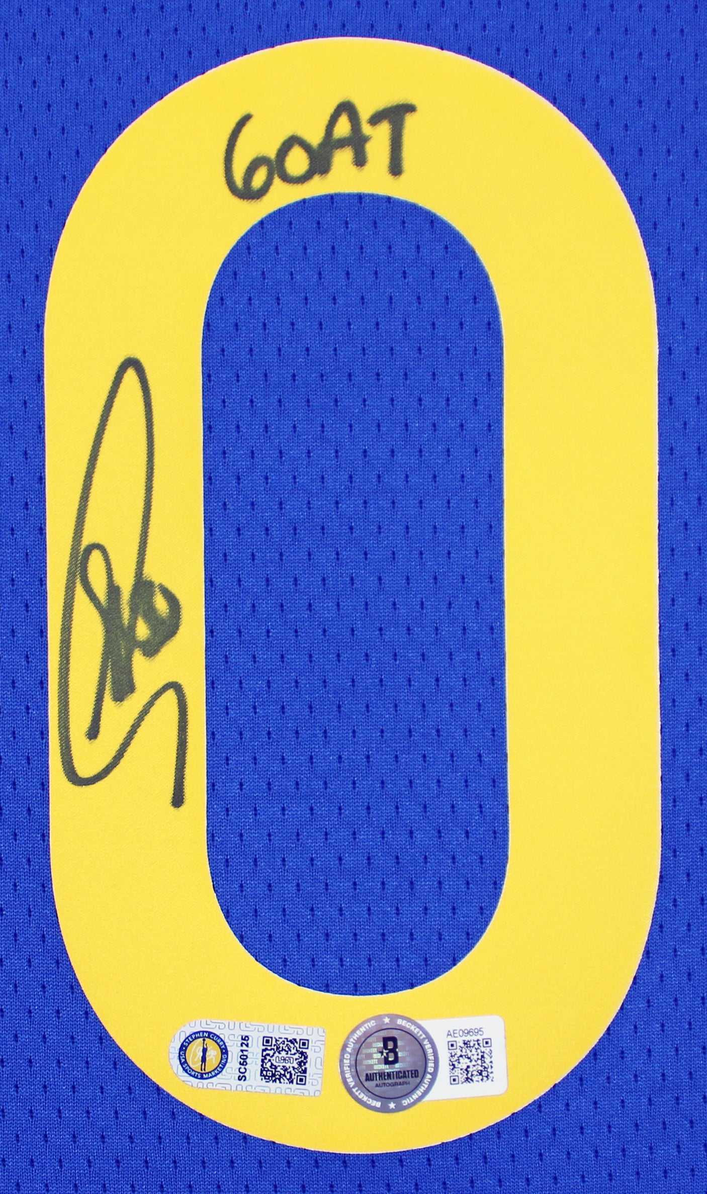 Warriors Stephen Curry "Goat" Authentic Signed Blue Nike Swingman Jersey BAS