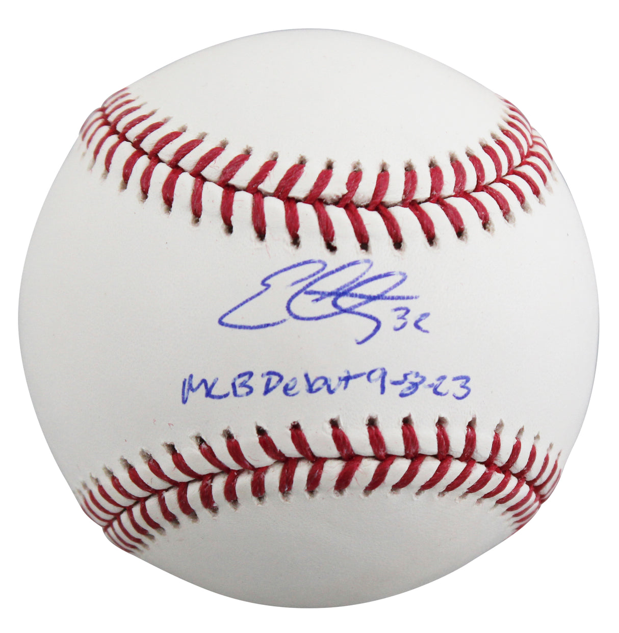 Rangers Evan Carter "MLB Debut 9-8-23" Authentic Signed OML Baseball BAS Witness