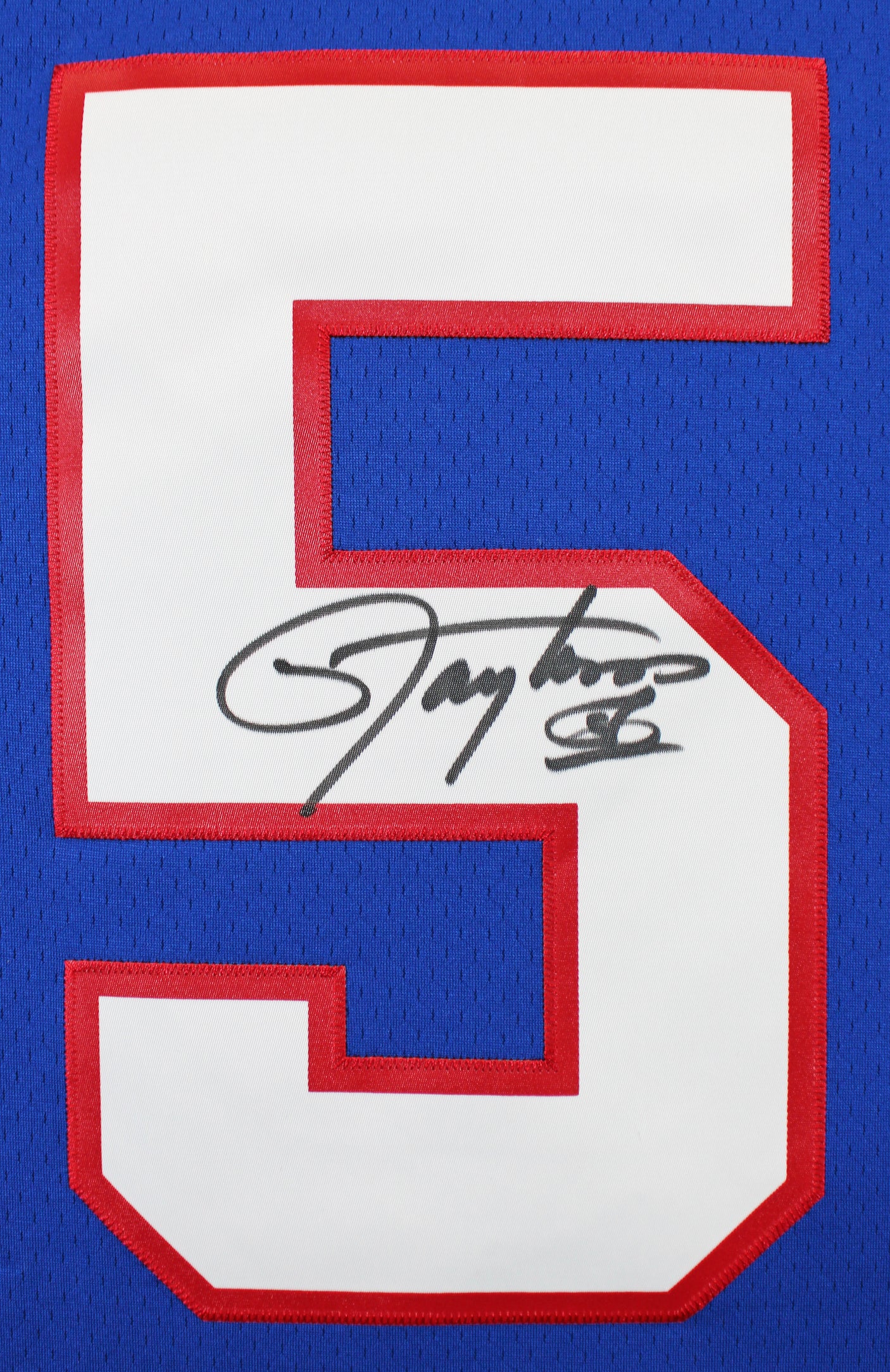 Giants Lawrence Taylor Signed 1986 Blue M&N TB Jersey BAS Witnessed #2W424447