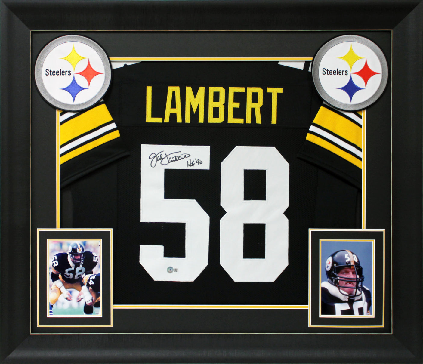 Jack Lambert "HOF 90" Authentic Signed Black Pro Style Framed Jersey BAS Witness