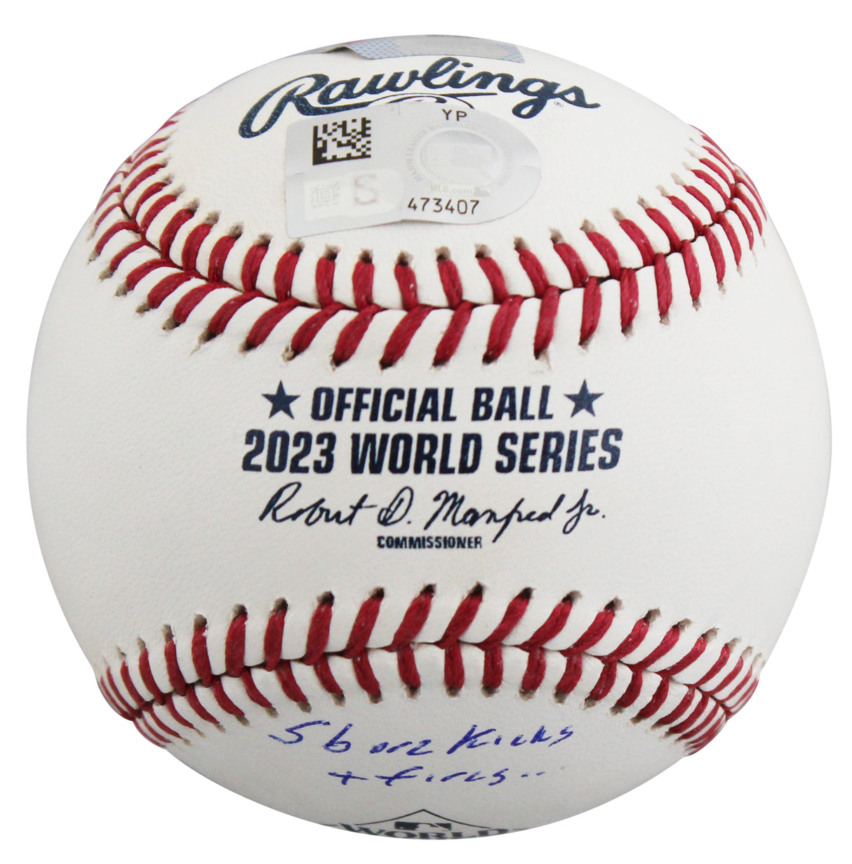 Rangers Eric Nadel & Josh Sborz Signed 2023 WS Logo OML Baseball BAS Fanatics