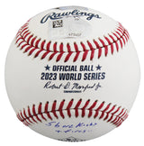 Rangers Eric Nadel & Josh Sborz Signed 2023 WS Logo OML Baseball BAS Fanatics