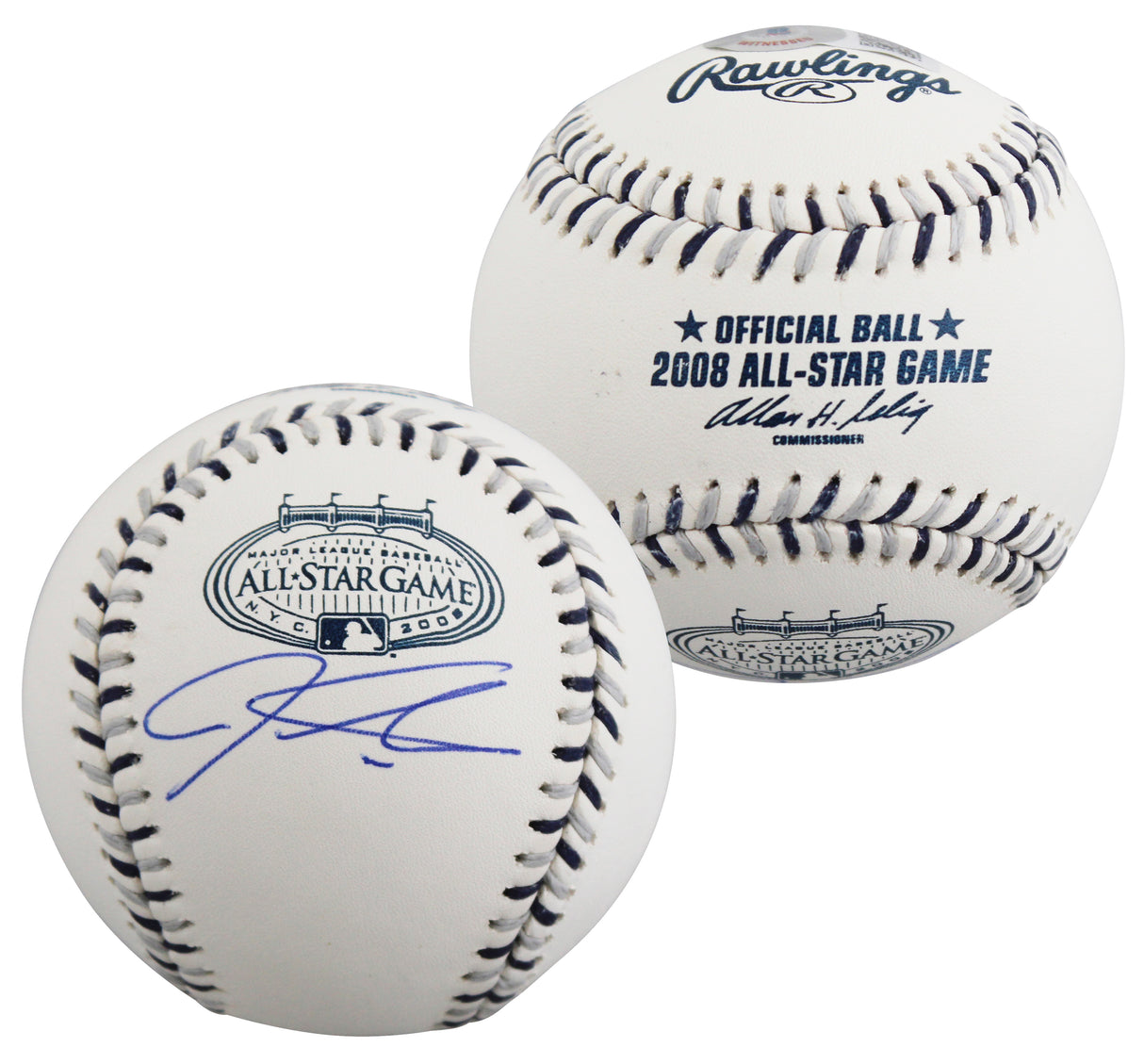 Rangers Josh Hamilton Signed 2008 All Star Game Logo OML Baseball BAS Witnessed