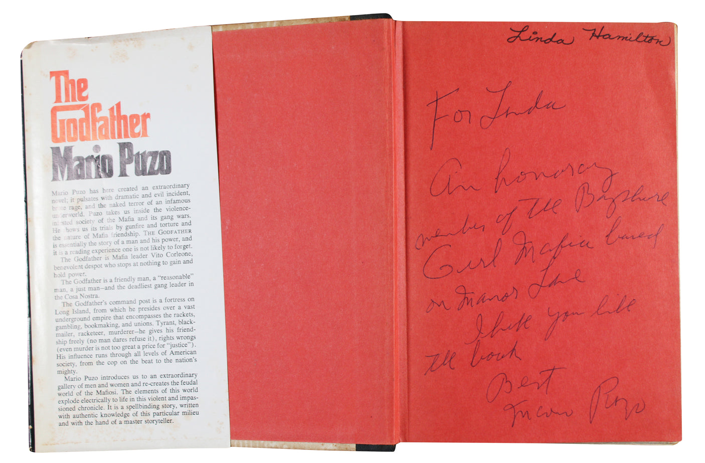 Mario Puzo The Godfather Signed 1st Edition Hard Cover Book w/ Dust Jacket BAS