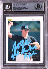 John Lynch "1st Marlins Pitch" Signed 1992 Upper Deck Minors #21 Card BAS Slab