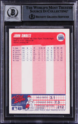 Braves John Smoltz Signed 1990 Fleer #595 Card Auto Graded Gem Mint 10! BAS Slab